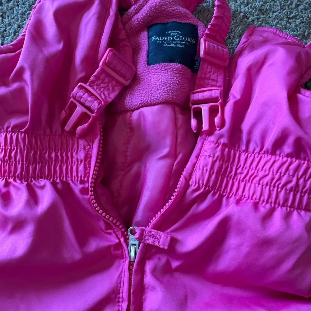 Faded Glory Pink Snow Bibs Girls Size‎ 5T Insulated Adjustable Straps Zipper